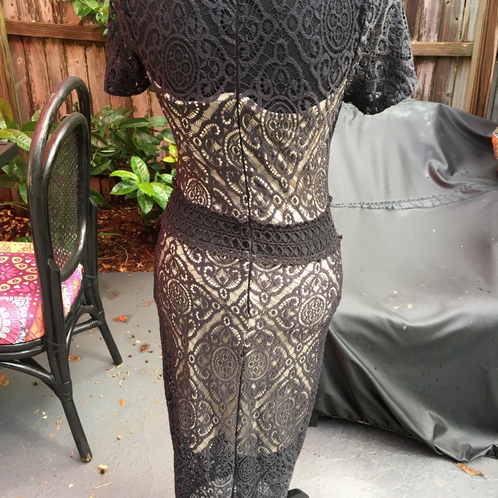 Socialite Black Crochet Evening Dress SZ Small